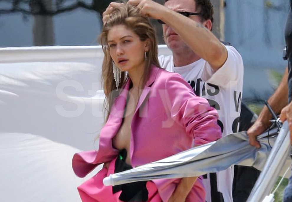 Nxjerr gjoksin poshtë xhaketës rozë, Gigi Hadid spektakël në Rio de Janeiro