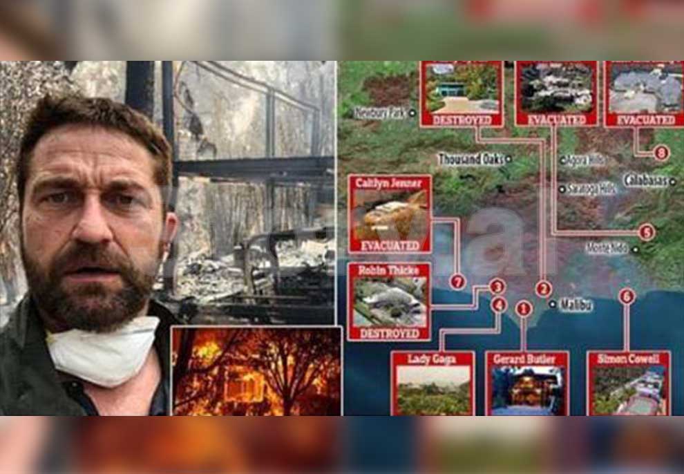 Zjarret në Kaliforni/ Gerard Butler, Miley Cyrus e Robin Thicke humbasin shtëpitë e tyre