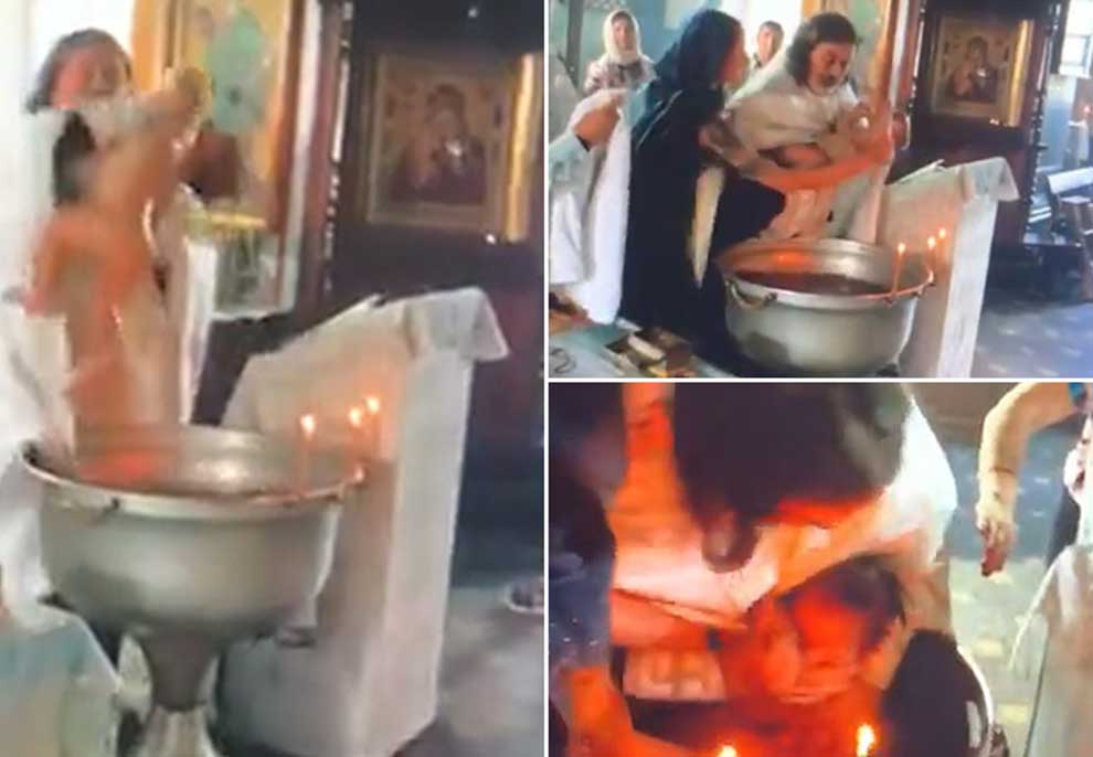 Prifti trajton brutalisht foshnjën gjatë pagëzimit. VIDEO që askush nuk do të donte ta shihte!
