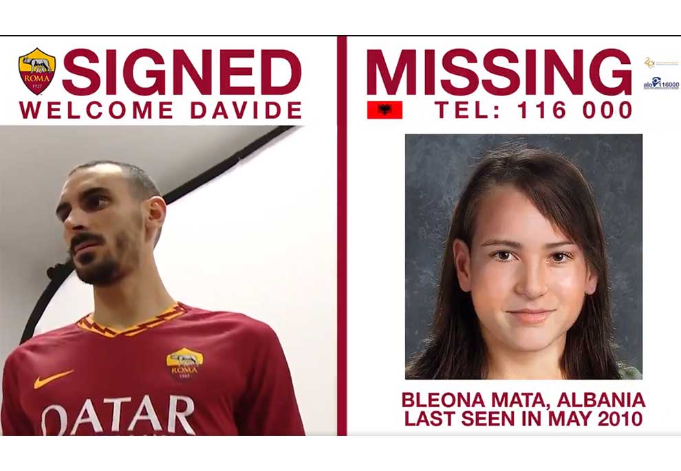 Futbollisti prezantohet te Roma me fotot e tre shqiptarëve të humbur, midis tyre edhe Bleona Mata