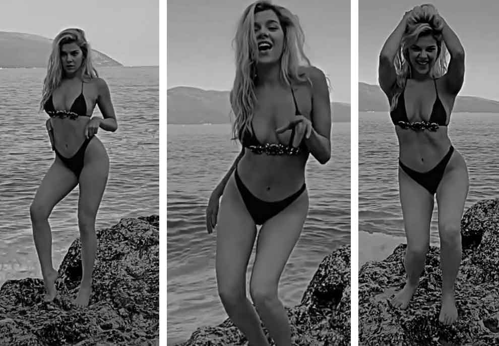Arilena Ara publikon videon duke kërcyer me bikini në shkëmb, “tërbon” ndjekësit me lëvizjet joshëse