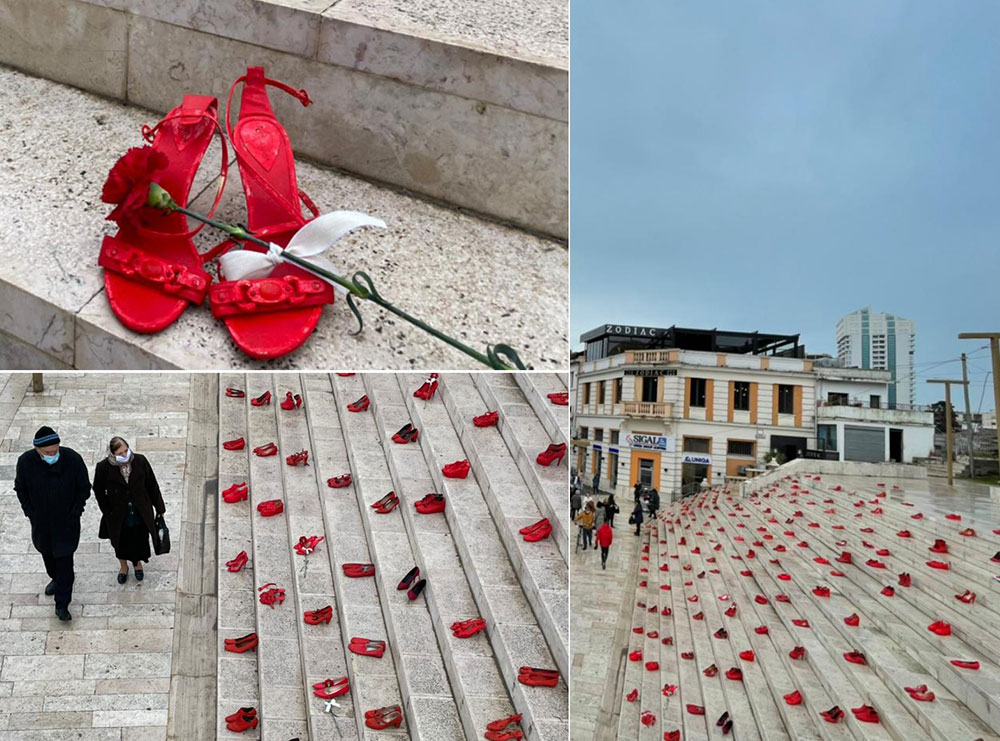 Në Ditën Ndërkombëtare të Grave, “këpucët e kuqe” dhe karafilat pushtojnë bulevardin e Durrësit!-FOTO