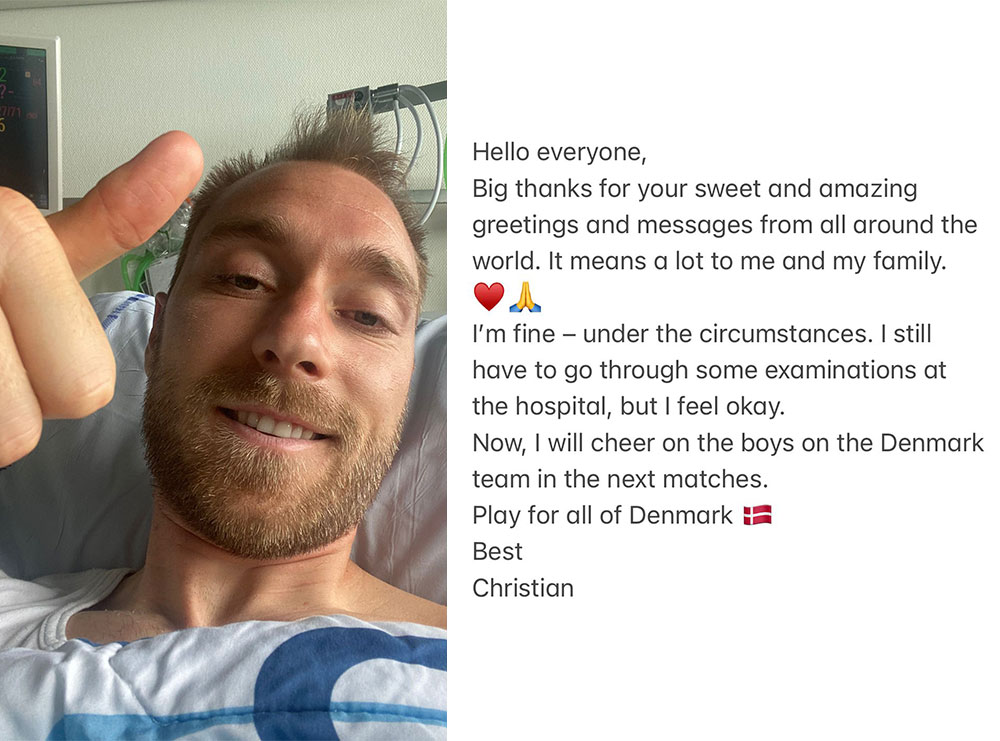 Mesazhi i Eriksen nga shtrati i spitalit: “Më ndihmoi mbështetja juaj”