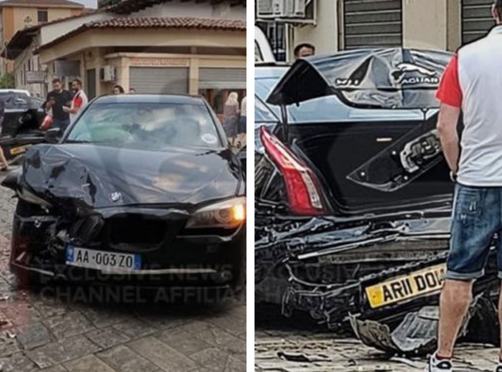 E pazakontë në pedonale të Shkodrës, BMW dhe Jaguar përplasen mes tyre