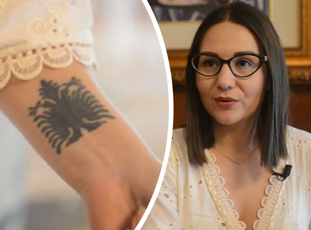 Gazetarja ukrainase bën tatuazh shqiponjën dykrenore