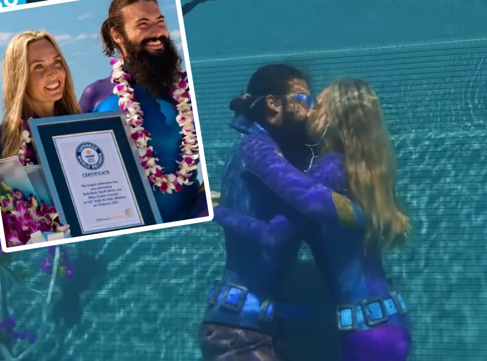 Çifti thyen rekordin Guinness për puthjen më të gjatë nënujore në ditën e Shën Valentinit